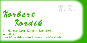 norbert kordik business card